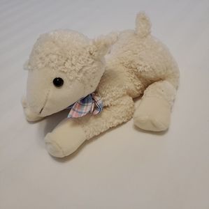2003 Wispers Sandy the Lamb White Wooly 5" Stuffed Toy Plush Animal EUC